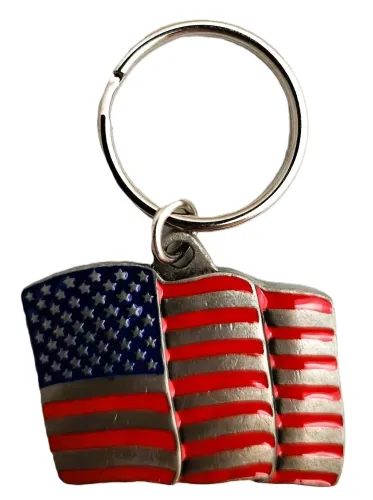USA Flag Pewter Keychain