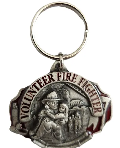 Volunteer Fire Fighter Pewter Keychain