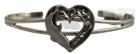 Youth-Dolphin Heart Cuff Bracelet (Pewter)