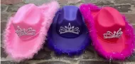 Light Up Youth Cowgirl Hat with Feathers-3 Colors