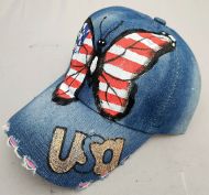 Butterfly/USA Painted Baseball Cap