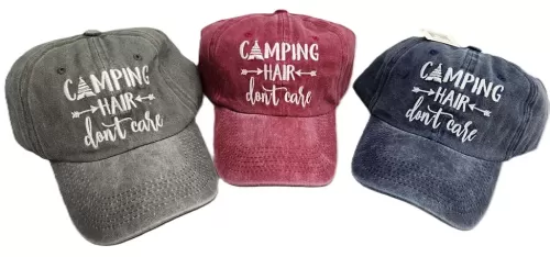 Baseball Cap "Camping Hair Don't Care"