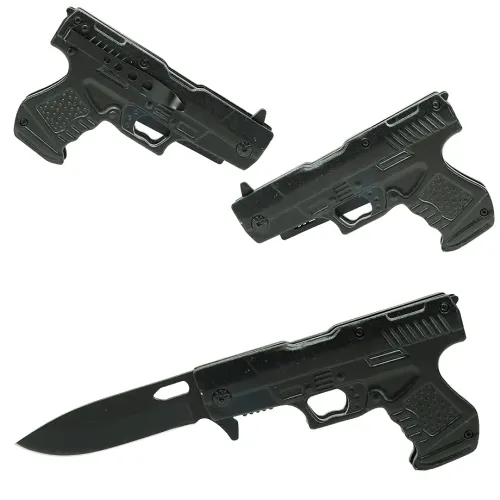Spring Assist Gun Knife-Black