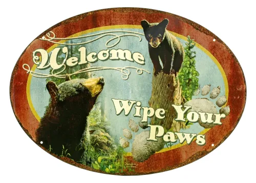 12 x 17 Oval Sign "Welcome: Wipe Paws"