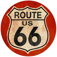 15" Dome Sign "Route 66 Red"