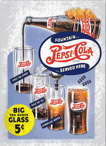 12x17 Metal Sign: Pepsi Cola, Fountain Served Here