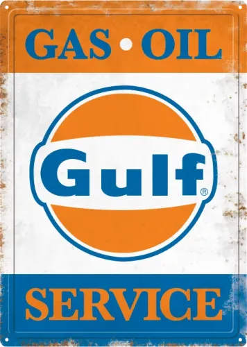 12x17 Rolled Edge Metal Sign: GULF