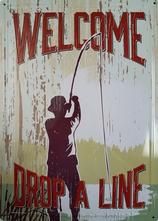 12 x 17 Metal Sign "Welcome, Drop a Line"