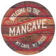 15" Dome Sign "Man Cave (Wood)"