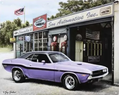 12x15 Metal Sign: Automotive (Purple Car)