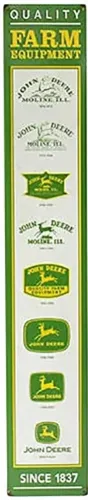 John Deere Vertical Logo Embossed Metal Sign-30"x5"