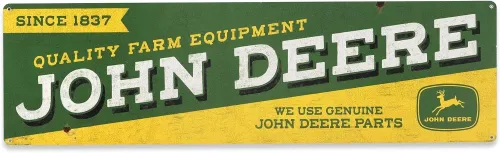 John Deer Quality Farm Embossed Metal Sign-9"x30"