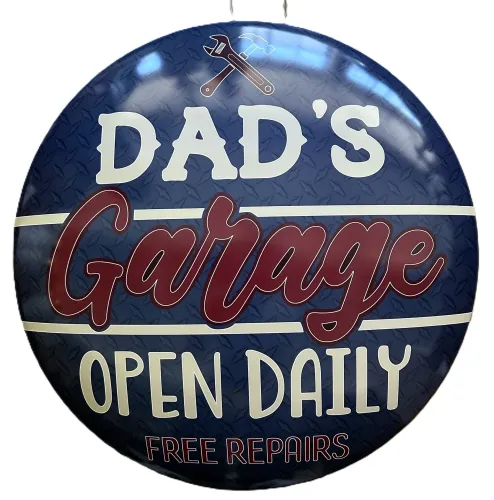 15" Dome Sign: Dad's Garage