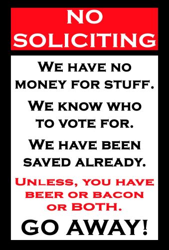 8x12 Metal Sign: No Soliciting